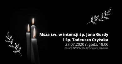 Msza św. w intencji śp. Jana Gurdy i śp. Tadeusza Czyżaka