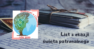 List z okazji święta patronalnego 2020