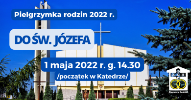 zdjęcie sanktuarium św. Józefa w Siedlcach z datą i godziną rozpoczęcia pielgrzymki