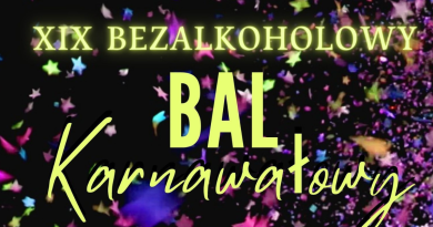 Plakat zaproszenie na XIX Bezalkoholowy Bal Karnawałowy w Siedlcach