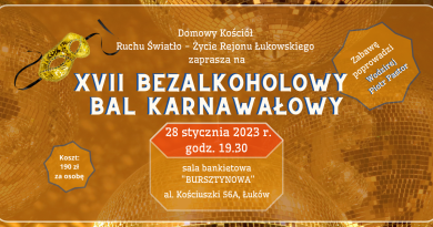 Zaproszenie na 17 Bezalkoholowy Bal Karnawałowy w Łukowie